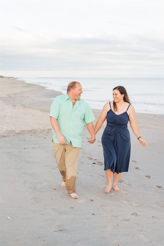 Walking on the Beach. Engagement Session in NC